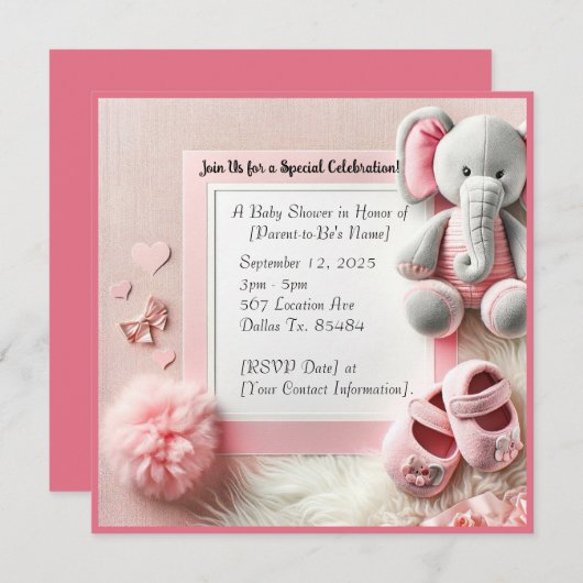 Olifant AccentsBaby douche Kaart (Voorkant / Achterkant)