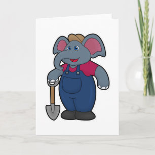 Olifant als boer met schop kaart