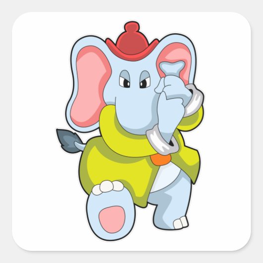 Olifant als brandweerman met Proboscis Vierkante Sticker (Voorkant)