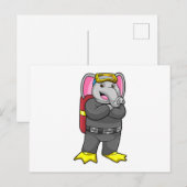 Olifant als duiker met duikbril briefkaart (Voorkant / Achterkant)