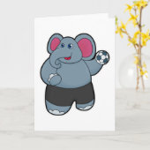 Olifant als handbalspeler met handbal kaart (Gele Bloem)