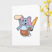 Olifant als kok met deegroller & deeg kaart (Gele Bloem)
