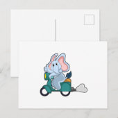 Olifant als motorrijder met scooter briefkaart (Voorkant / Achterkant)