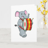 Olifant als musicus met trommel kaart (Gele Bloem)