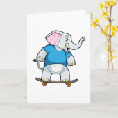 Olifant als schaatser met skateboard kaart (Gele Bloem)