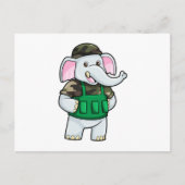 Olifant als soldaat met uniform en helm briefkaart (Voorkant)