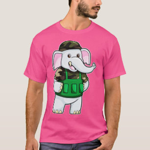 Olifant als Soldaat met Uniforme Helm T-shirt