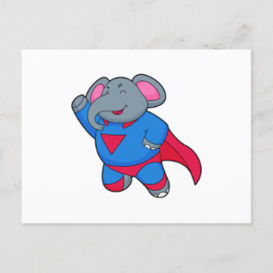 Olifant als Superheld Briefkaart