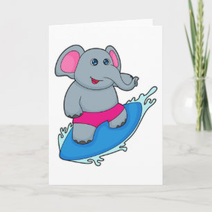 Olifant als surfer met surfplank kaart