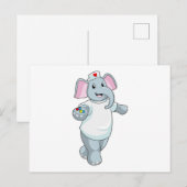 Olifant als verpleegster met medicijnen briefkaart (Voorkant / Achterkant)