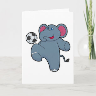 Olifant als voetballer met voetbal kaart