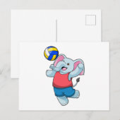 Olifant als Volleybalspeler met Volleybal Briefkaart (Voorkant / Achterkant)