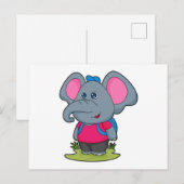 Olifant als wandelaar met rugzak briefkaart (Voorkant / Achterkant)