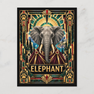 Olifant, Art Deco Wilde Dieren Briefkaart
