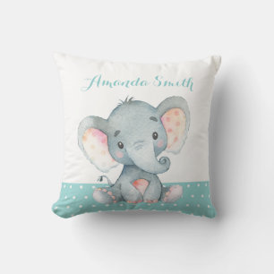 Olifant Baby Aqua Teal Turquoise Kussen