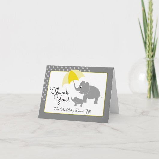 Olifant & Baby, Baby shower Dank u Bedankkaart (Voorkant)