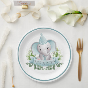 Olifant Baby Boys Baby shower Papieren Bordje
