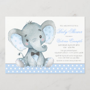 Olifant Baby Jongen Douche Uitnodigingen