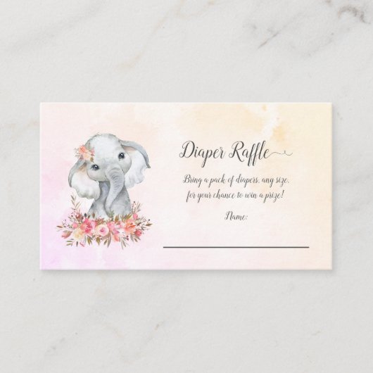Olifant Baby Luier Raffle Informatiekaartje (Voorkant)
