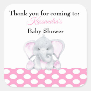 Olifant Baby Meisje Dank u Baby shower Sticker