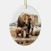 Olifant & Baby Olifant Kerstornament Keramisch Ornament (Rechts)
