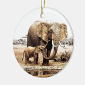 Olifant & Baby Olifant Kerstornament Keramisch Ornament (Links)