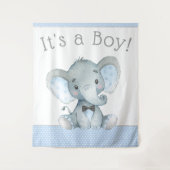 Olifant Baby Shower Achtergrond Wandkleed (Voorkant)