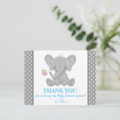 Olifant Baby shower Bedankt Opmerking Polka Dots Briefkaart (Staand voorkant)