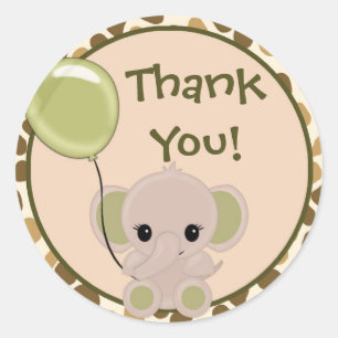 Olifant Baby shower blanco label/seal Nali NJE#03B Ronde Sticker