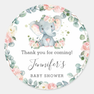 Olifant Baby shower bloemengroen dank u Ronde Sticker