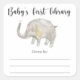 Olifant Baby Shower boekplaat, boeken voor baby Vierkante Sticker
