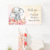 Olifant Baby shower Boho Chic Welkom Spandoek (Insitu)