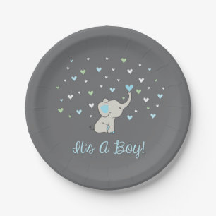 Olifant Baby shower Bord, het is een jongen Bord