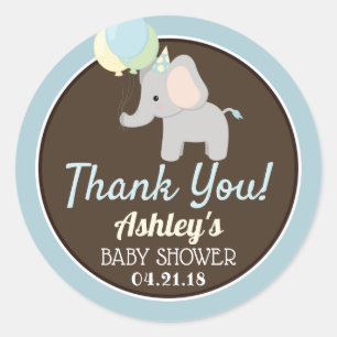 Olifant Baby shower dank u Stickers