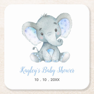 Olifant Baby shower gepersonaliseerd Onderzetter