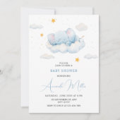 Olifant Baby shower Invitation, Boy Baby shower Kaart (Voorkant)