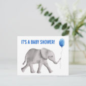 Olifant Baby shower Invitation Briefkaart, blauw Uitnodiging Briefkaart (Staand voorkant)