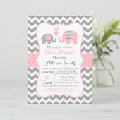 Olifant Baby shower Invitation, Chevron Kaart (Staand voorkant)