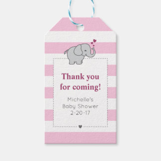 Olifant Baby shower Label - Meisje Cadeaulabel
