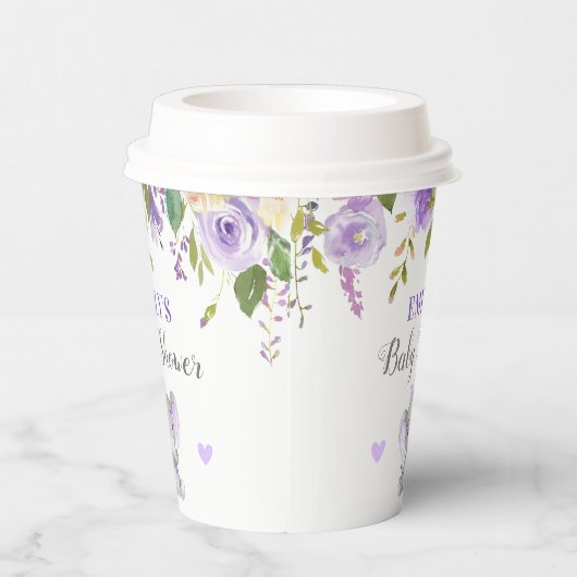 Olifant Baby shower Lavendel Paarse kleine pinda Papieren Bekers (Rechts)