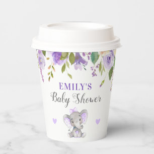 Olifant Baby shower Lavendel Paarse kleine pinda Papieren Bekers