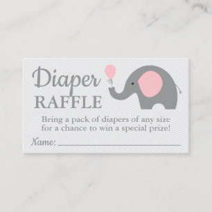 Olifant Baby shower Luier Raffle Tickets in Roze Informatiekaartje