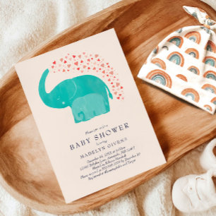Olifant Baby shower met moeder en kalf Kaart