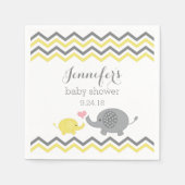 Olifant Baby shower servetten Geel Grijs Chevron (Voorkant)