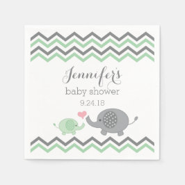 Olifant Baby shower servetten Groen Grijs Chevron