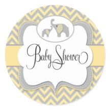 Olifant Baby shower Sticker in Geel Chevron