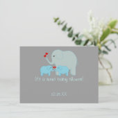 Olifant Baby shower Twin Boys Kaart (Staand voorkant)