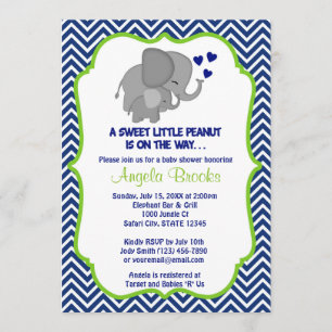Olifant Baby Shower Uitnodigingen Navy Chevron