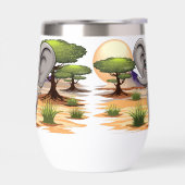 Olifant Baby springt vrolijk in Afrikaanse savanne (Links)