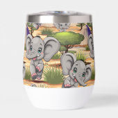 Olifant Baby springt vrolijk in Afrikaanse savanne (Voorkant)